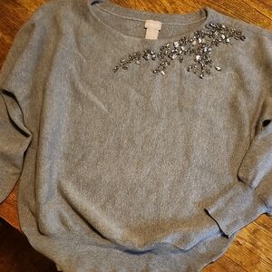 **5 For $20 Chico's Gray Sweater with Embellishments